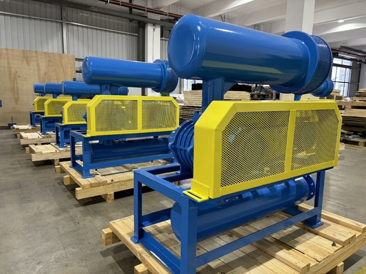 DN200 30-132 kw 10-80 kpa Roots Döner Loblu Fan Hava Soğutmalı Mavi Renk
