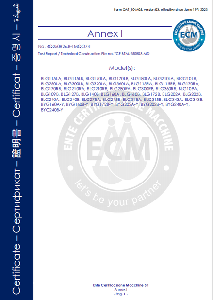 Çin B-Tohin Machine (Jiangsu) Co., Ltd. Sertifikalar