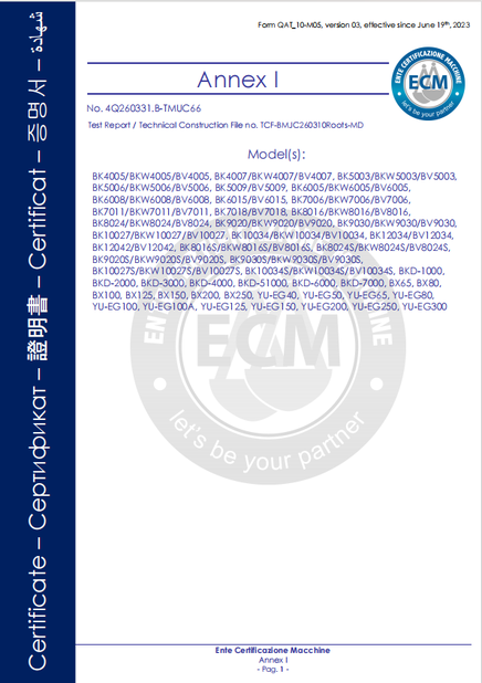 Çin B-Tohin Machine (Jiangsu) Co., Ltd. Sertifikalar